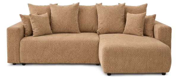 Colțar Extensibil LIVIGNO, cu ladă de depozitare, șezlong interschimbabil, 271x153x95 cm, Caramel - Outlet