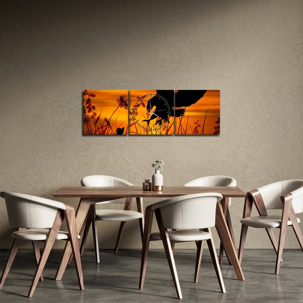 Tablou cu silueta prădătorului (cu ceas) (90x30 cm)