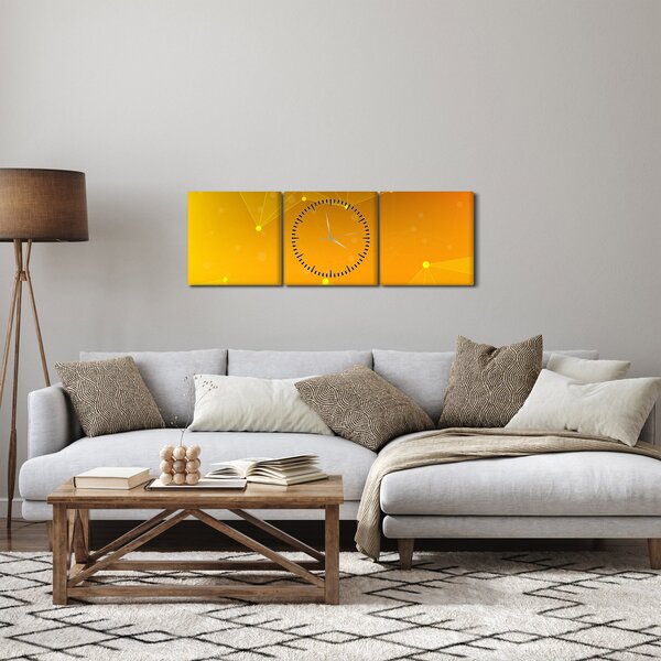 Tabloul abstract galben (cu ceas) (90x30 cm)