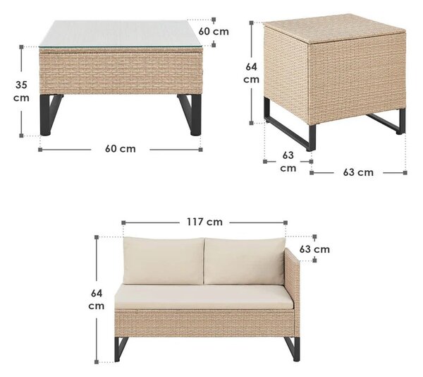 Juskys Set ratan Santorini - crem