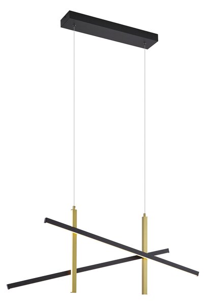 Lampă suspendată de design X neagră cu auriu, incl. LED cu 3 trepte de intensitate luminoasă - Joy