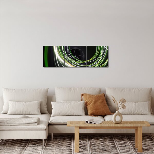 Tablou cu linii verzi (cu ceas) (90x30 cm)