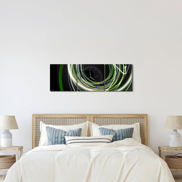 Tablou cu linii verzi (cu ceas) (90x30 cm)