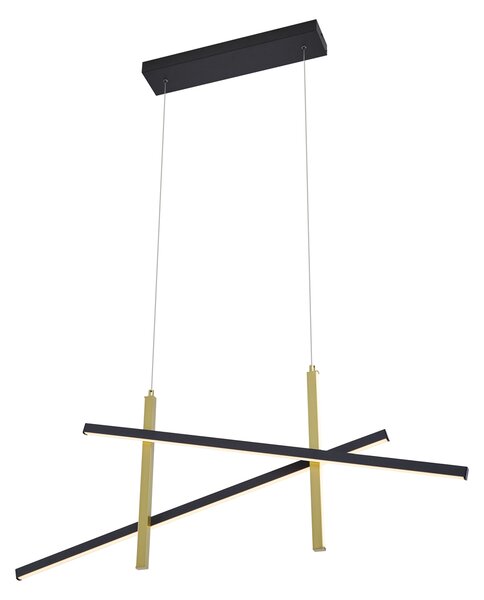 Lampă suspendată de design X neagră cu auriu, incl. LED cu 3 trepte de intensitate luminoasă - Joy