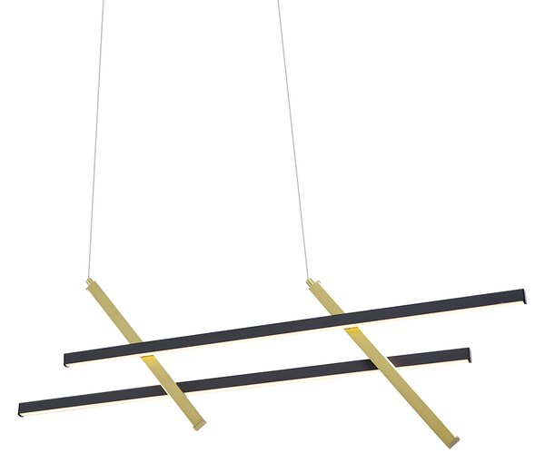 Lampă suspendată de design H neagră cu auriu, incl. LED cu 3 trepte de intensitate luminoasă - Joy