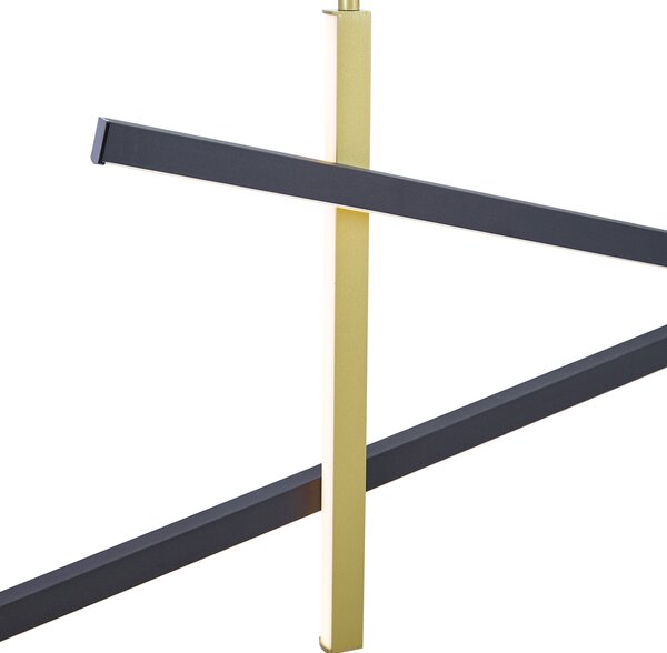 Lampă suspendată de design X neagră cu auriu, incl. LED cu 3 trepte de intensitate luminoasă - Joy