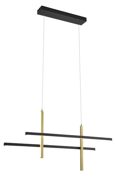 Lampă suspendată de design H neagră cu auriu, incl. LED cu 3 trepte de intensitate luminoasă - Joy