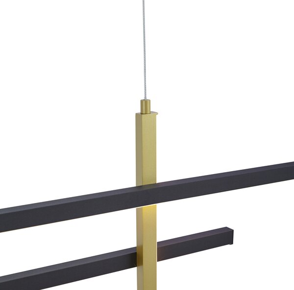 Lampă suspendată de design H neagră cu auriu, incl. LED cu 3 trepte de intensitate luminoasă - Joy