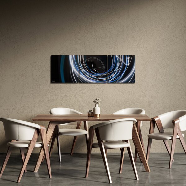 Tabloul cu linii albastre (cu ceas) (90x30 cm)