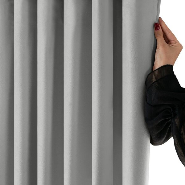 Draperie gri dimout (semi-opacă) din catifea 200x250 cm Velto – Filumi