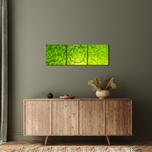 Tabloul cuburilor galbenverzui (cu ceas) (90x30 cm)