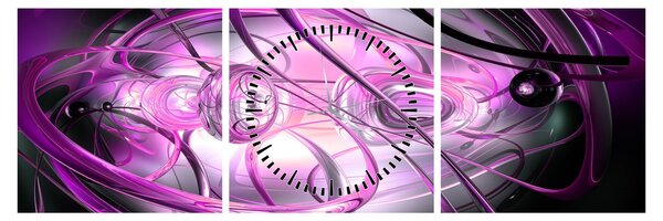 Tabloul cu abstracție frumoasă în violet (cu ceas) (90x30 cm)