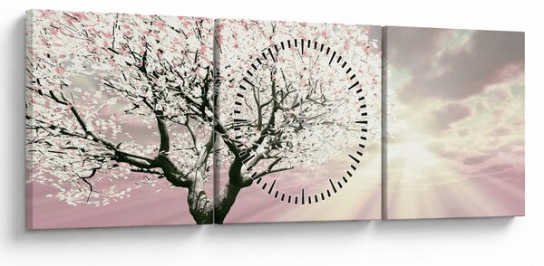 Tabloul copacului roz (cu ceas) (90x30 cm)