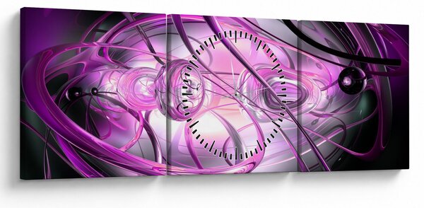 Tabloul cu abstracție frumoasă în violet (cu ceas) (90x30 cm)