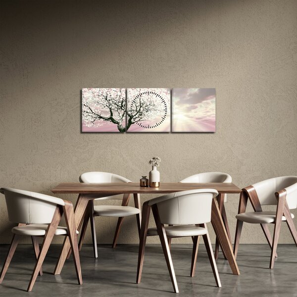 Tabloul copacului roz (cu ceas) (90x30 cm)