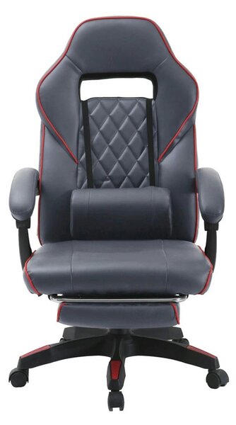 Scaun gaming RIKU, gri/negru, piele ecologica, 71x64x112/122 cm