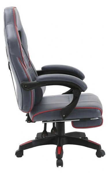 Scaun gaming RIKU, gri/negru, piele ecologica, 71x64x112/122 cm