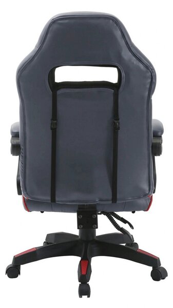 Scaun gaming RIKU, gri/negru, piele ecologica, 71x64x112/122 cm