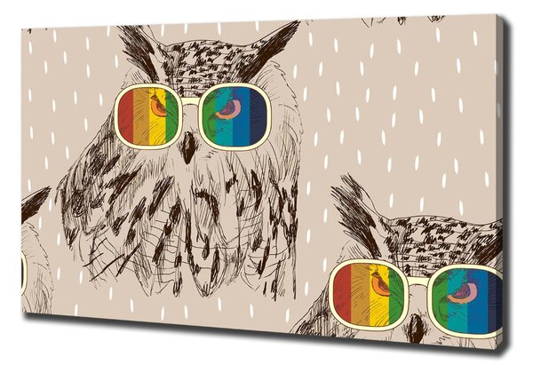 Tablouri tipărite pe pânză Owls ochelari