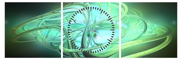 Tabloul cu abstracție verde (cu ceas) (90x30 cm)
