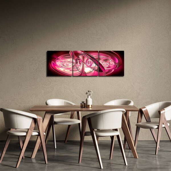 Tabloul cu fractali roz (cu ceas) (90x30 cm)