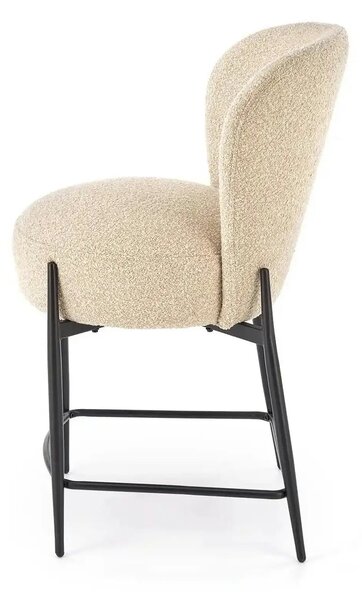 Scaun bar H126, bej/negru, stofa/metal, 57x61x95 cm