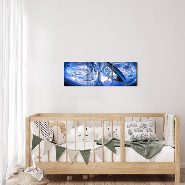 Tabloul abstract albastru (cu ceas) (90x30 cm)