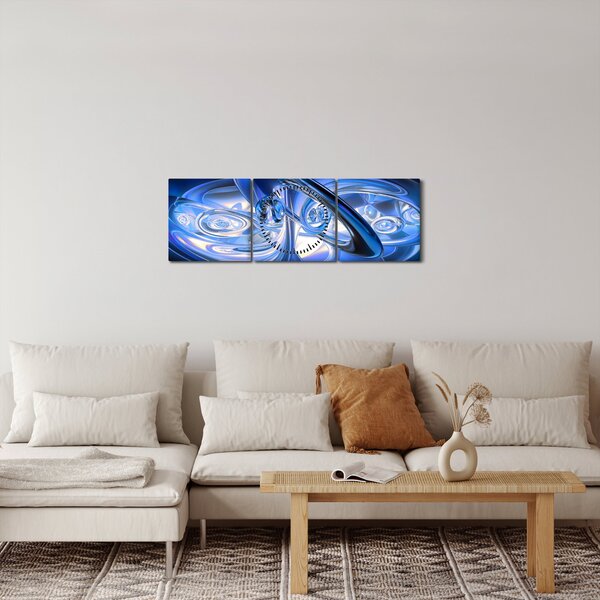 Tabloul abstract albastru (cu ceas) (90x30 cm)