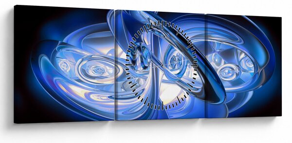 Tabloul abstract albastru (cu ceas) (90x30 cm)