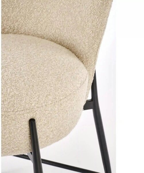 Scaun bar H126, bej/negru, stofa/metal, 57x61x95 cm