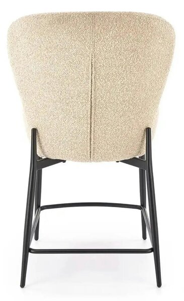 Scaun bar H126, bej/negru, stofa/metal, 57x61x95 cm