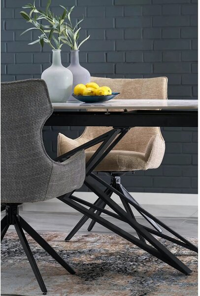 Scaun K573, bej/negru, stofa clasica/otel, 55x64x88 cm