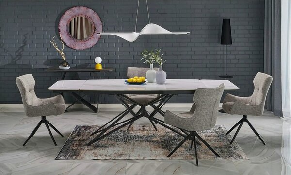 Scaun K573, bej/negru, stofa clasica/otel, 55x64x88 cm