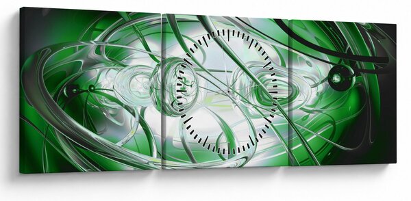 Tabloul abstract verde (cu ceas) (90x30 cm)