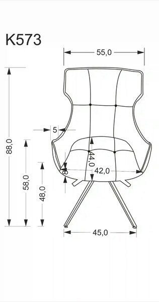 Scaun K573, bej/negru, stofa clasica/otel, 55x64x88 cm