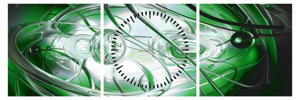 Tabloul abstract verde (cu ceas) (90x30 cm)