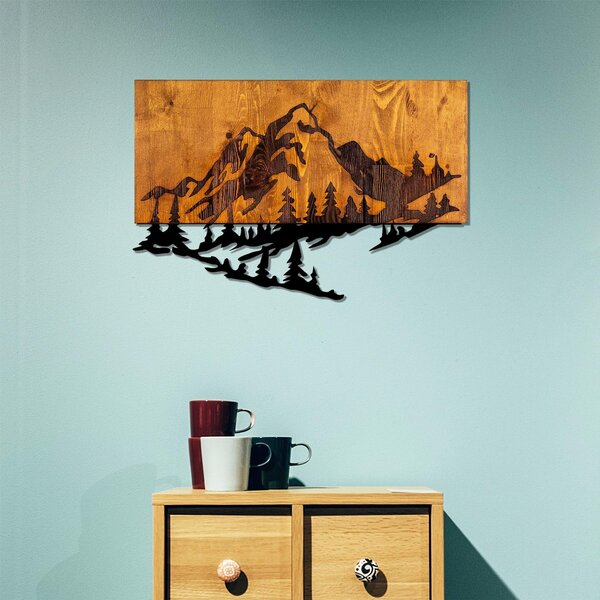 Decoratiune de perete lemn Skyler, Nuc, 38x58 cm