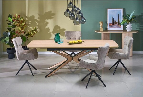 Scaun K573, bej/negru, stofa clasica/otel, 55x64x88 cm