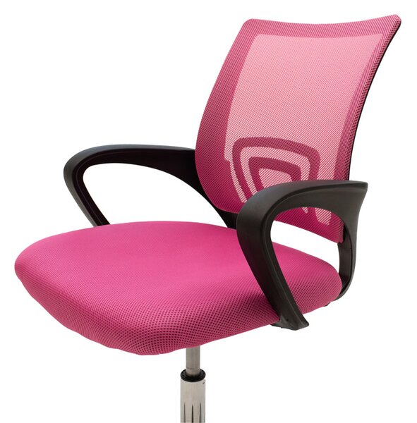 Scaun de birou cu functie de înclinare Berto II, Mesh, Roz-Negru, 60x48x85-95 cm