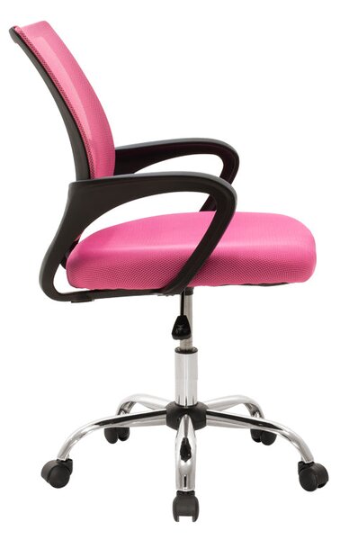 Scaun de birou cu functie de înclinare Berto II, Mesh, Roz-Negru, 60x48x85-95 cm