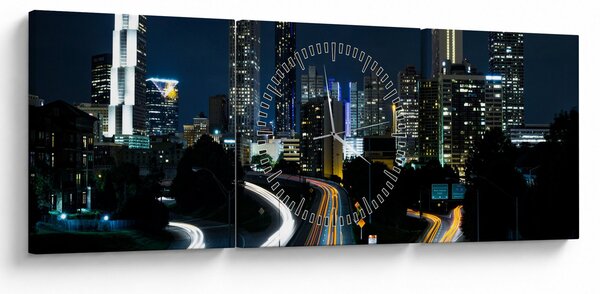 Tabloul metropolei nocturne (cu ceas) (90x30 cm)