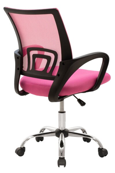 Scaun de birou cu functie de înclinare Berto II, Mesh, Roz-Negru, 60x48x85-95 cm