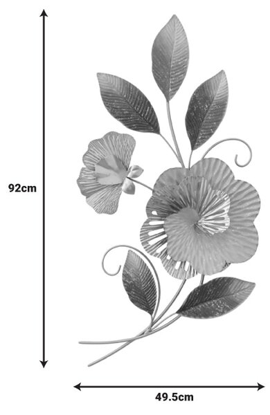 Decoratiune de perete din metal Lux metal, Auriu, 49x92x7 cm