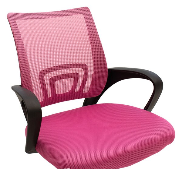 Scaun de birou cu functie de înclinare Berto II, Mesh, Roz-Negru, 60x48x85-95 cm