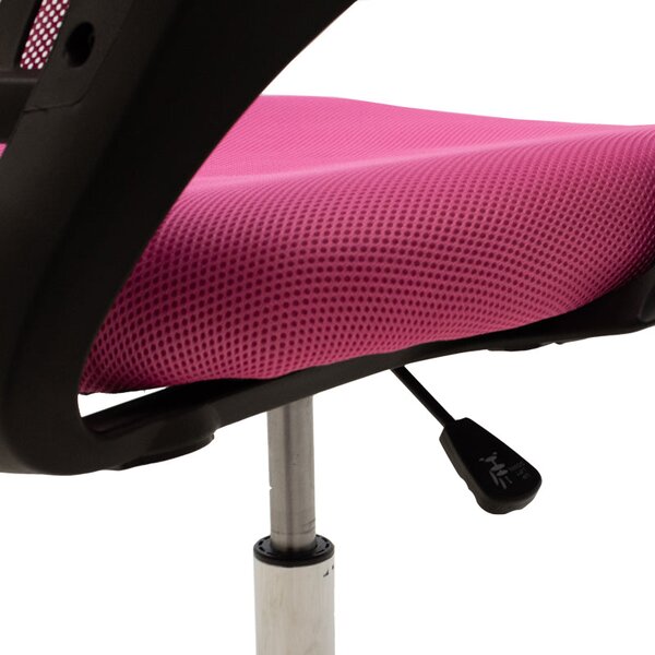 Scaun de birou cu functie de înclinare Berto II, Mesh, Roz-Negru, 60x48x85-95 cm