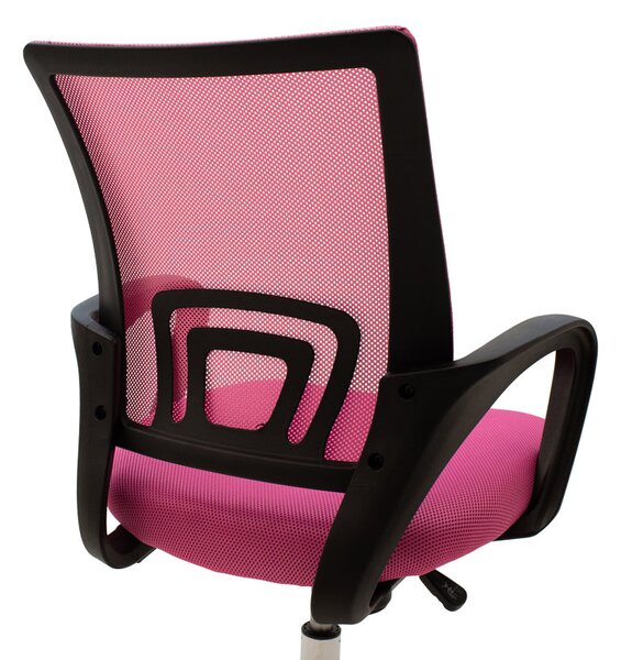 Scaun de birou cu functie de înclinare Berto II, Mesh, Roz-Negru, 60x48x85-95 cm