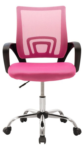 Scaun de birou cu functie de înclinare Berto II, Mesh, Roz-Negru, 60x48x85-95 cm