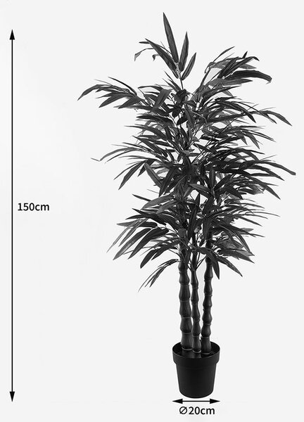 Plantă decorativă în ghiveci cu bambus Arti, verde, 70x150 cm