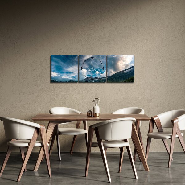 Tablou cu munții (cu ceas) (90x30 cm)