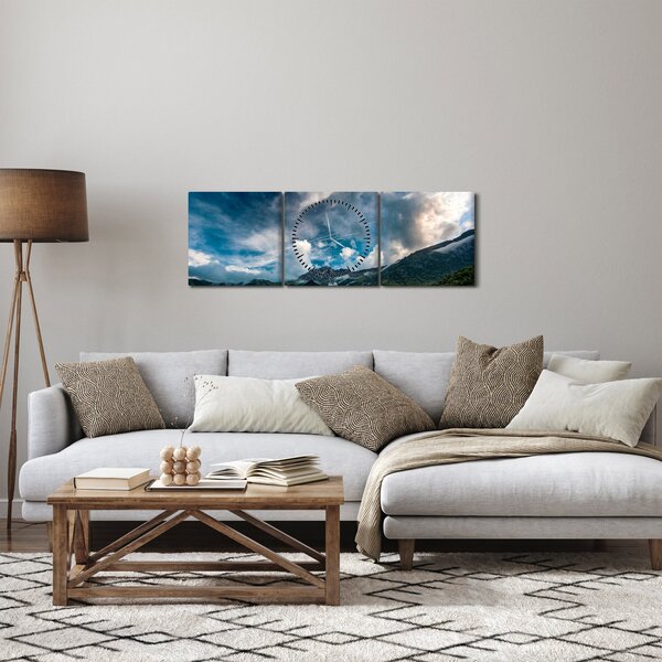 Tablou cu munții (cu ceas) (90x30 cm)